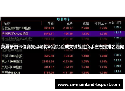 英超争四卡位赛复盘老将沉稳经验成关键战胜负手左右定排名走向